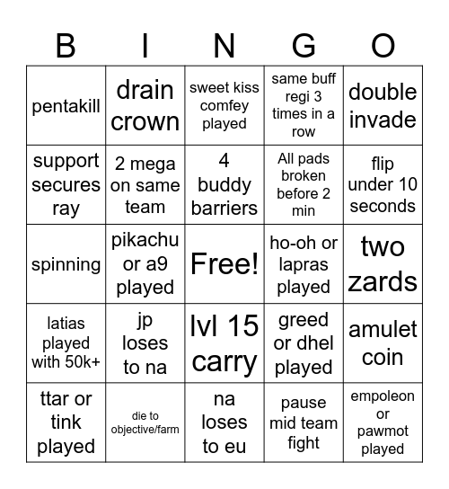 UNITE Bingo Card
