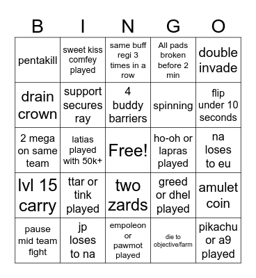UNITE Bingo Card