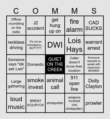 Dispatcher BINGO Card