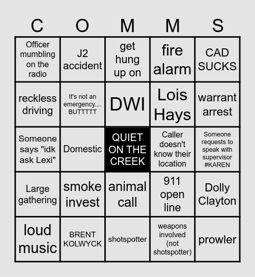 Dispatcher BINGO Card