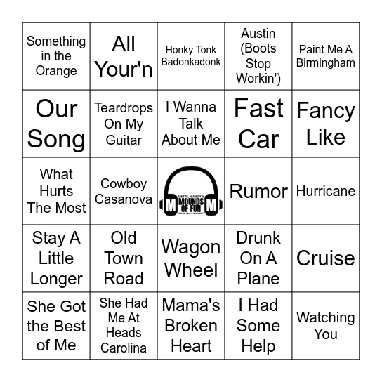 00s-20s Country Bingo Card