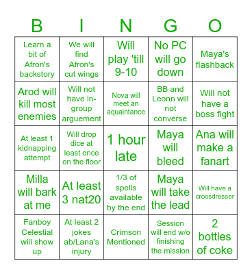 Starlight odyssey bingo - Lizi Bingo Card