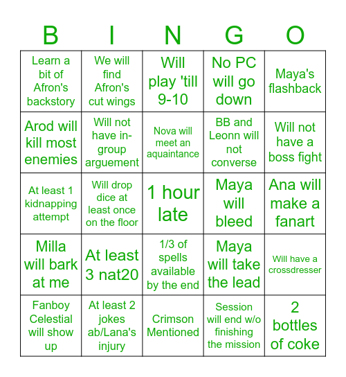Starlight odyssey bingo - Lizi Bingo Card