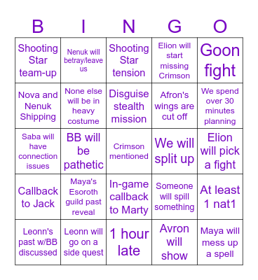 Starlight odyssey bingo - Maco Bingo Card