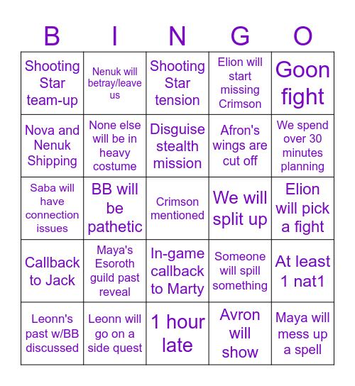 Starlight odyssey bingo - Maco Bingo Card