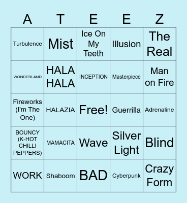 ATEEZ  bingo Card