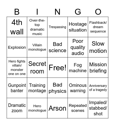 B-Movie Bingo* Bingo Card