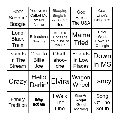 COUNTRY OLDIES---SINGO Bingo Card
