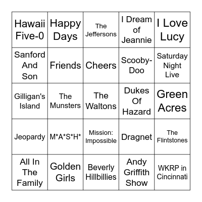 TV THEME SONGS--SINGO Bingo Card