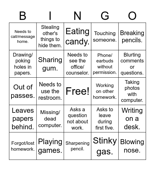 Life of a Teacher Bingo Card