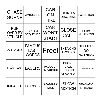 Virtual BingoFlix: The Terminator (1984, R) Bingo Card