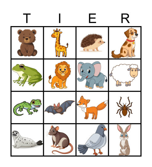 Tierbingo von Miro Bingo Card