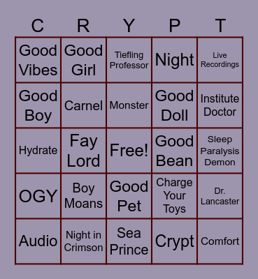 The Night's Crypt Bingo Card