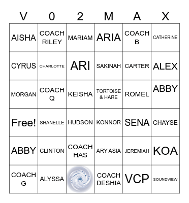 V02max Bingo Card