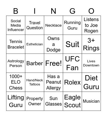 Network Bingo Card