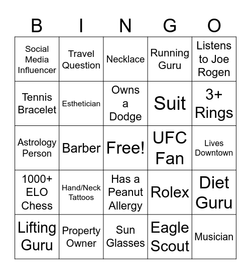 Network Bingo Card