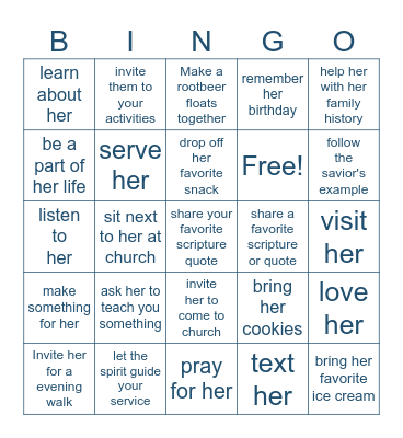 Ministering Bingo Card