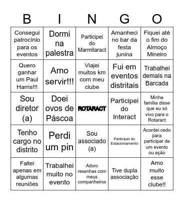 Bingo do Rotaract Bingo Card