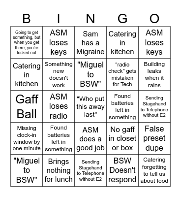 Production Bingo Card