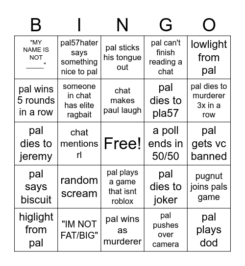 paul67 bingo Card