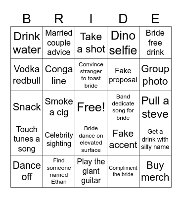 Charlotte’s Bachelorette!! Bingo Card