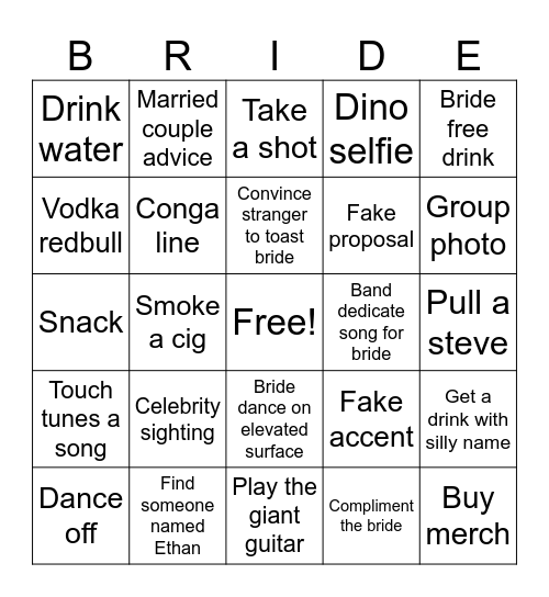 Charlotte’s Bachelorette!! Bingo Card