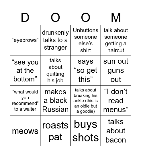 Ashton’s Bingo Doom Bingo Card