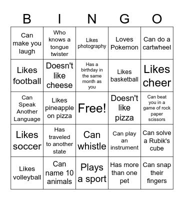 Explore Bingo Card