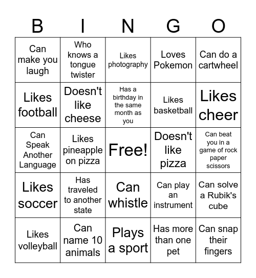 Explore Bingo Card