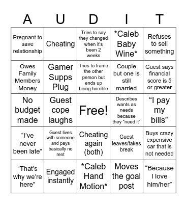Financial Bingo Card