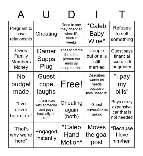 Financial Bingo Card