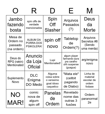 segredos revelados (em uma ilha ou floresta) Bingo Card