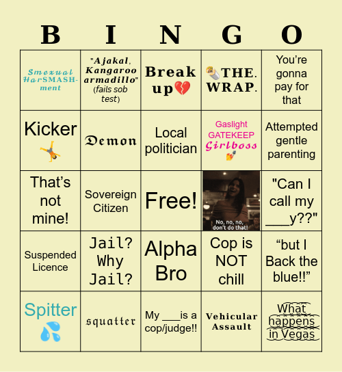 Ultimate Body Cam Bingo Card
