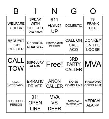 CALLTAKING Bingo Card
