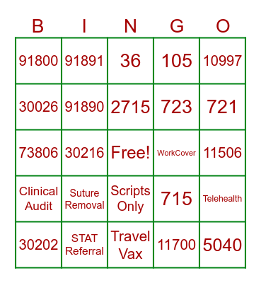 DAVID & ELAINE CO CHRISTMAS BINGO GAME Bingo Card