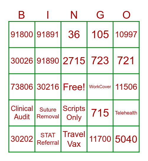 DAVID & ELAINE CO CHRISTMAS BINGO GAME Bingo Card