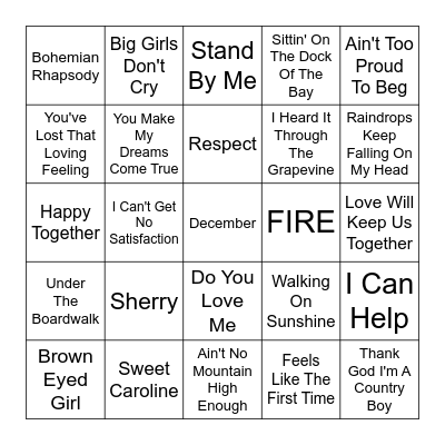 OLDIES #1--------SINGO Bingo Card