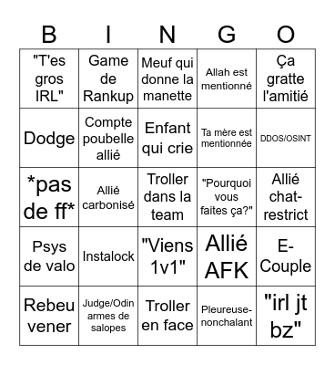 Bingo du troll Bingo Card