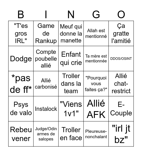 Bingo du troll Bingo Card