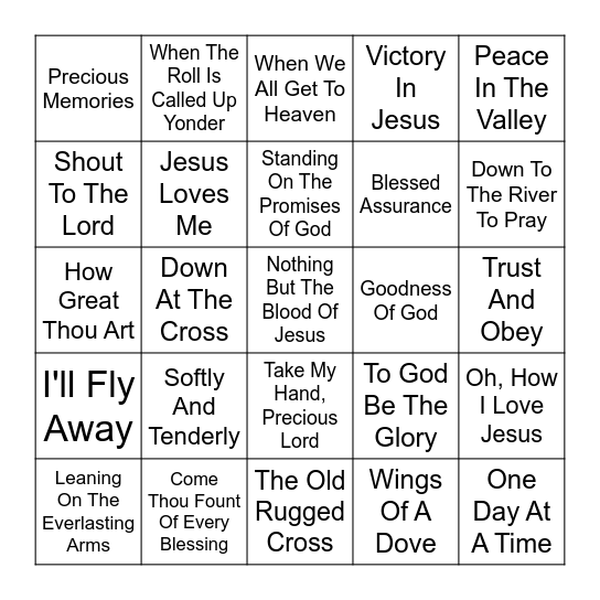 HYMNS-----SINGO Bingo Card