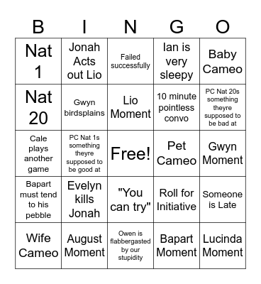 DND Yay! Bingo Card