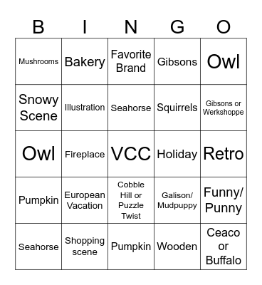 Orange County, CA Puzzlers Bingo - Fall/Winter 2026 Bingo Card