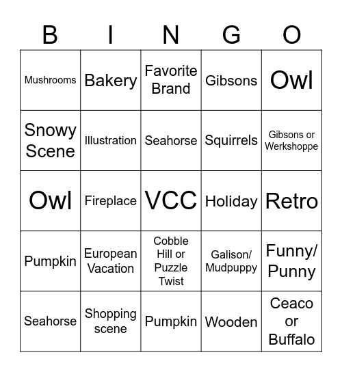 Orange County, CA Puzzlers Bingo - Fall/Winter 2026 Bingo Card