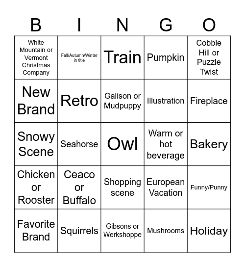 Orange County, CA Puzzlers Bingo - Fall/Winter 2026 Bingo Card