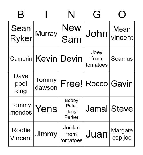 People Bingo Card