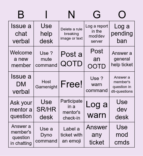 Trial Bingo Card