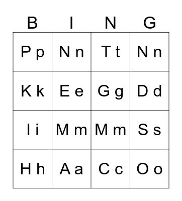 Alphabet Bingo Card