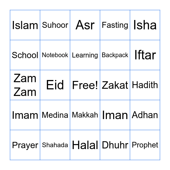 Back to School BINGO Card