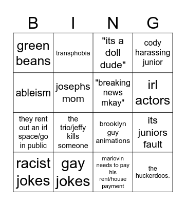 SML Bingo Card