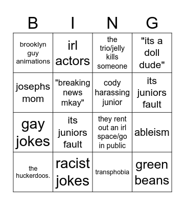 SML Bingo Card